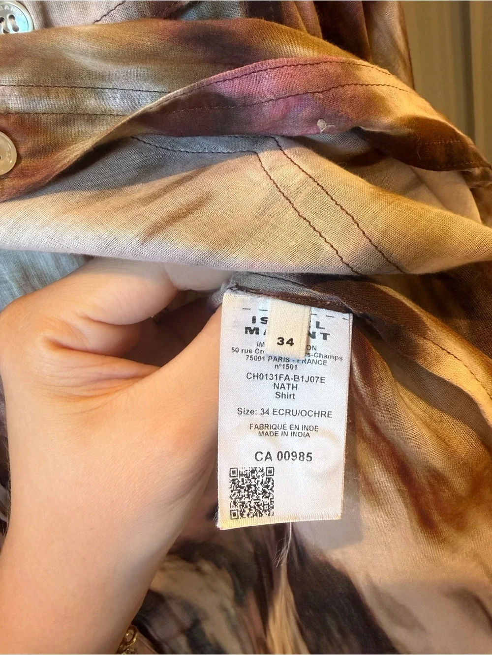 Isabel Marant Etoile Multi-Print Silk Button-Down Shirt